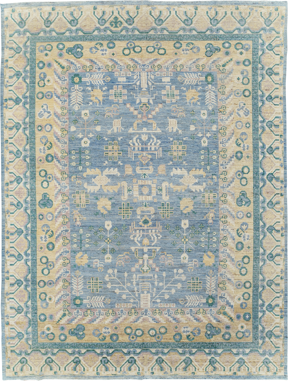 Contemporary East Turkestan Khotan Room Size Carpet, No.31331 - Staging