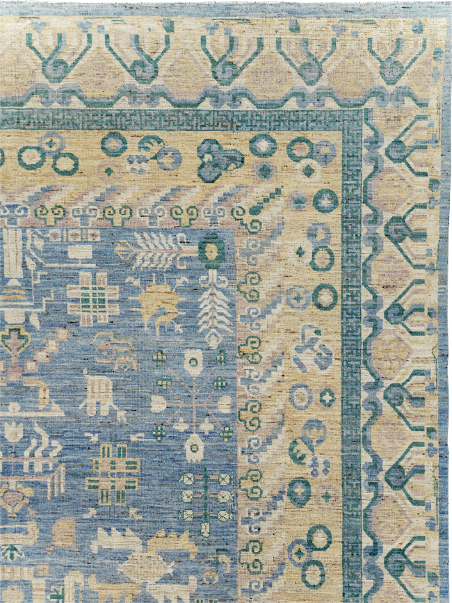 Contemporary East Turkestan Khotan Room Size Carpet, No.31331 - Staging