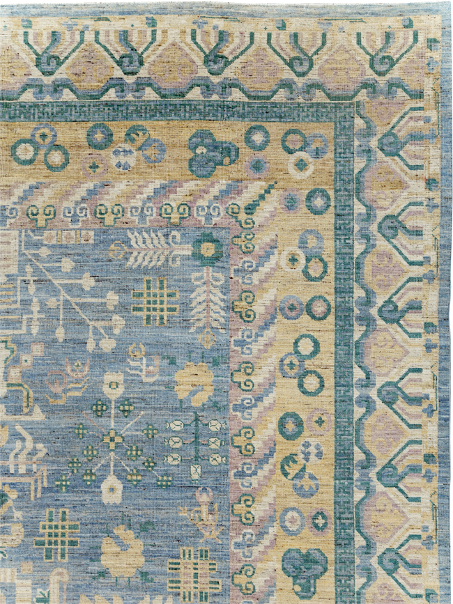 Contemporary East Turkestan Khotan Room Size Carpet, No.31331 - Staging