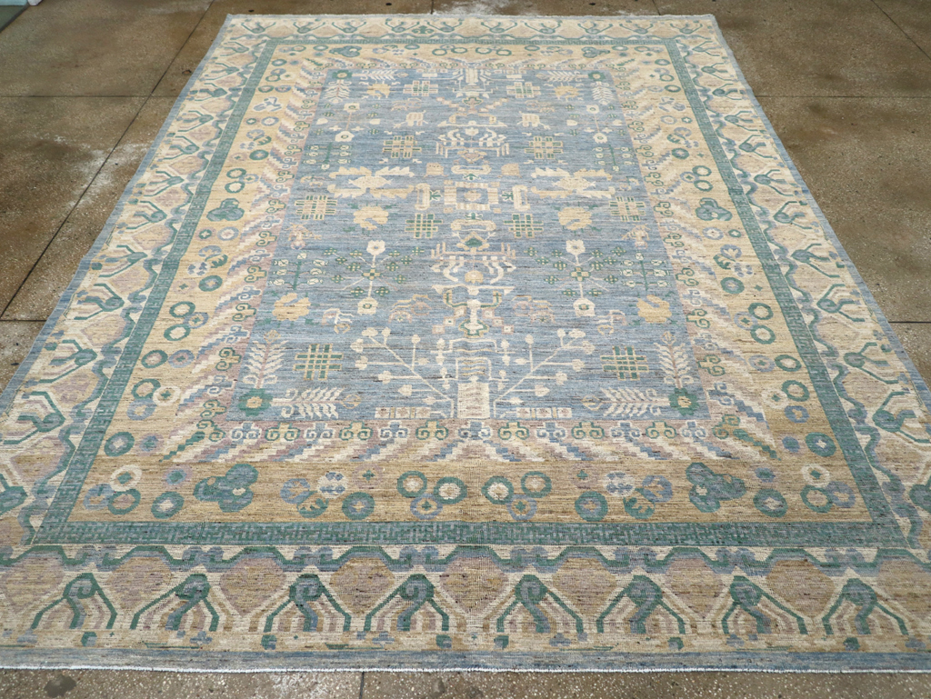 Contemporary East Turkestan Khotan Room Size Carpet, No.31331 - Staging