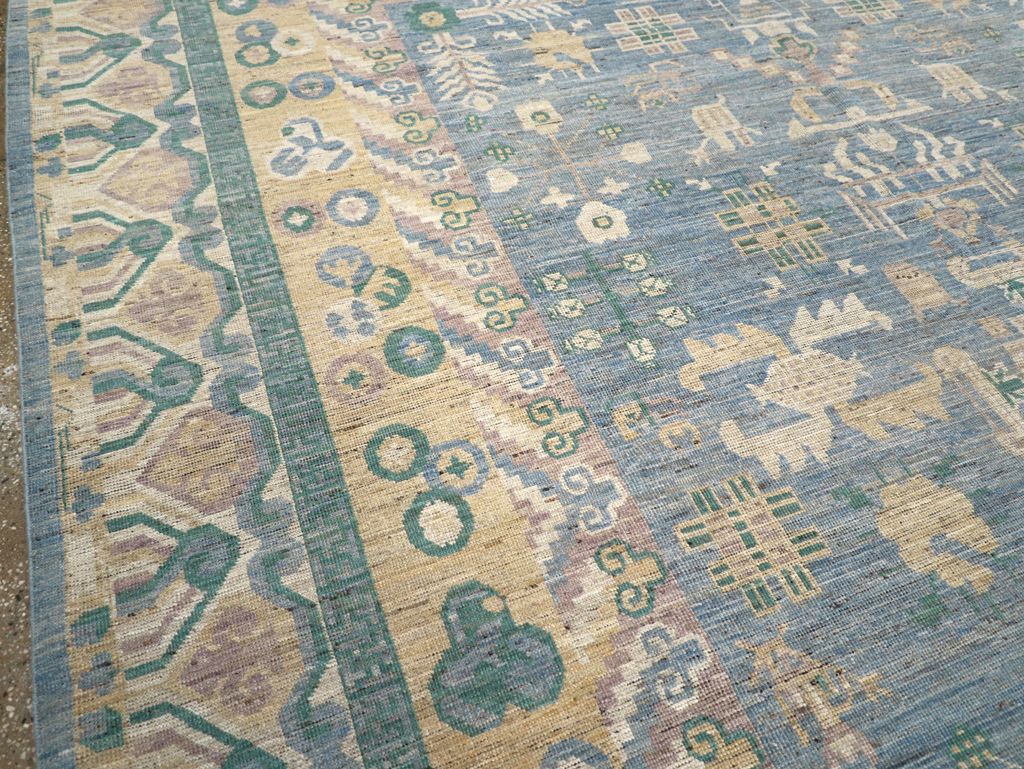 Contemporary East Turkestan Khotan Room Size Carpet, No.31331 - Staging