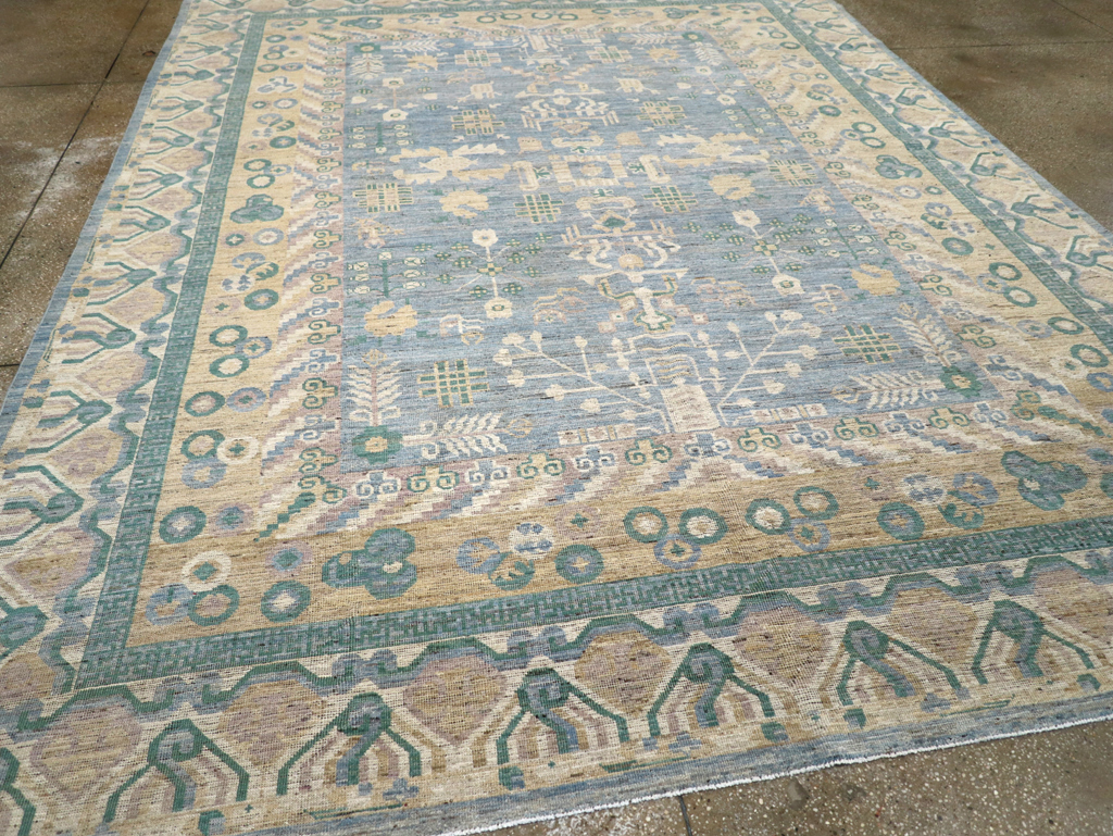 Contemporary East Turkestan Khotan Room Size Carpet, No.31331 - Staging