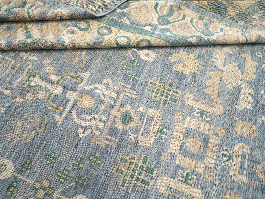 Contemporary East Turkestan Khotan Room Size Carpet, No.31331 - Staging