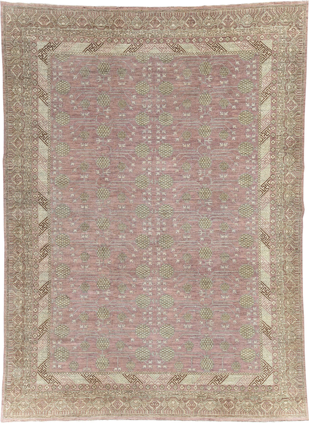 Contemporary East Turkestan Khotan Room Size Carpet, No.31332 - Staging