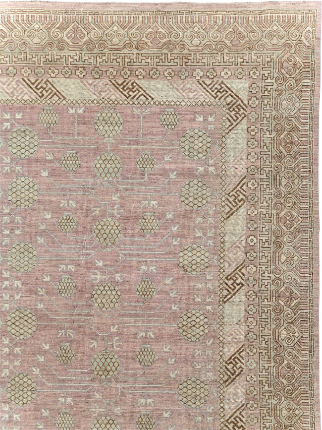 Contemporary East Turkestan Khotan Room Size Carpet, No.31332 - Staging