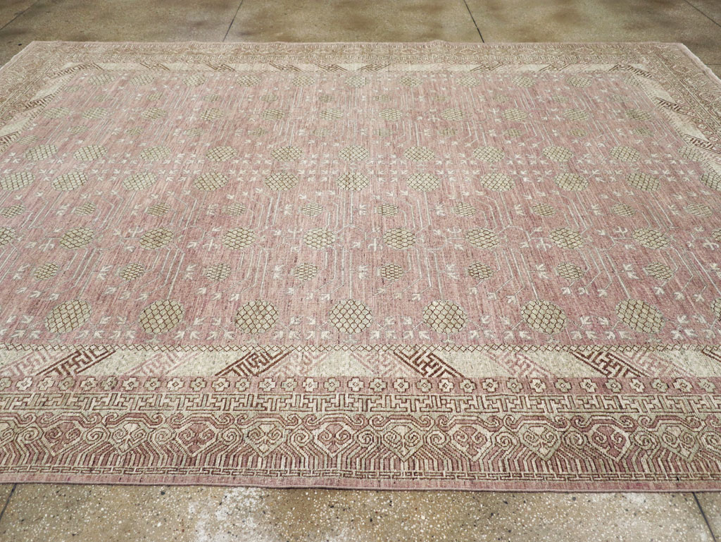 Contemporary East Turkestan Khotan Room Size Carpet, No.31332 - Staging