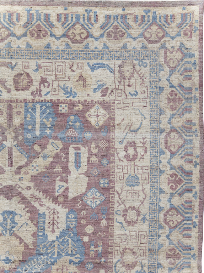 Contemporary East Turkestan Khotan Room Size Carpet, No.31334 - Staging