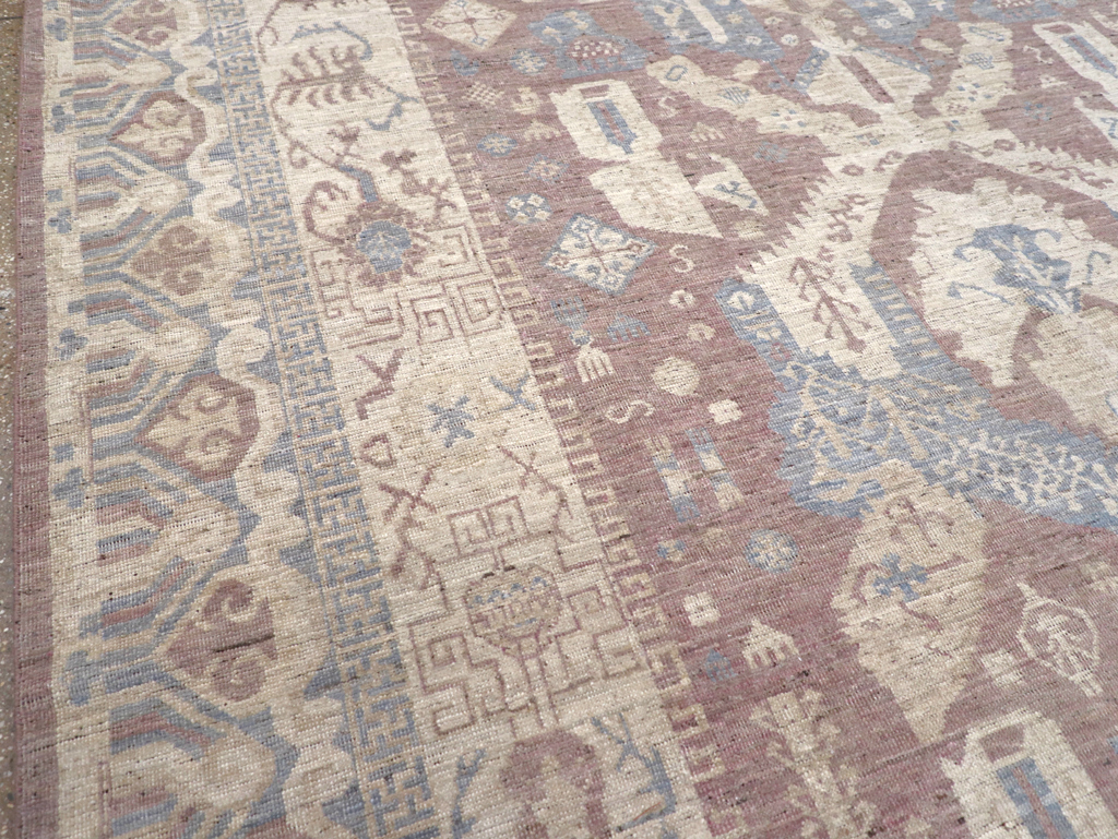 Contemporary East Turkestan Khotan Room Size Carpet, No.31334 - Staging