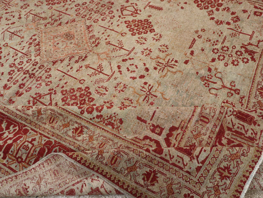 Antique Persian Joshegan Room Size Carpet, No.31336 - Staging