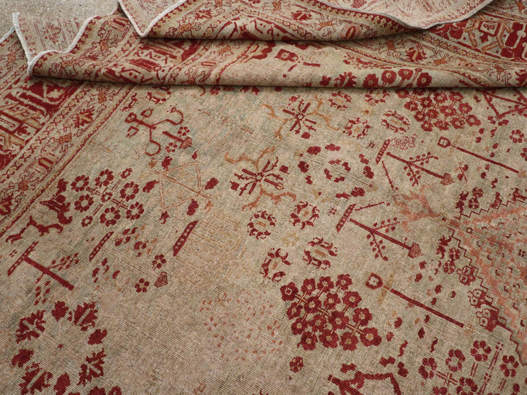 Antique Persian Joshegan Room Size Carpet, No.31336 - Staging