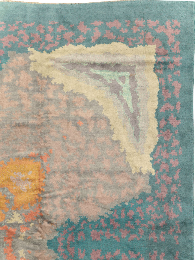 Antique European Art Deco Square Room Size Carpet, No.31338 - Staging