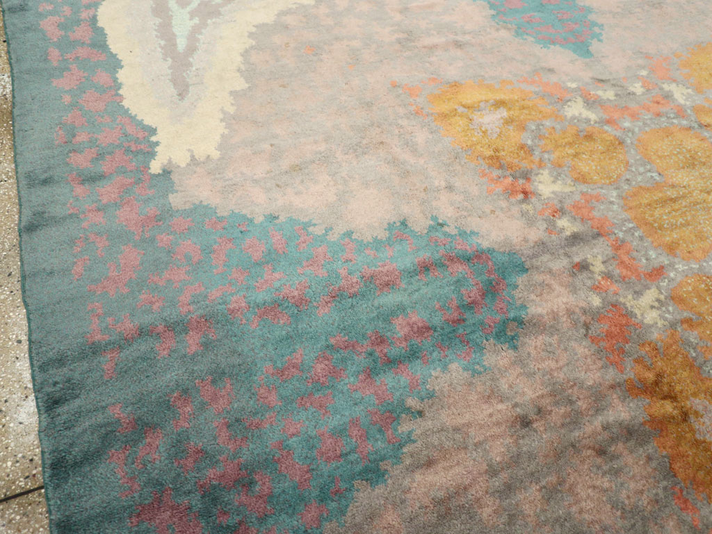 Antique European Art Deco Square Room Size Carpet, No.31338 - Staging