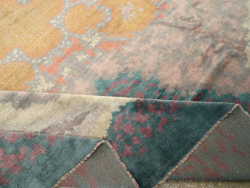 Antique European Art Deco Square Room Size Carpet, No.31338 - Staging