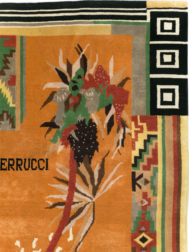 Vintage Tibetan Art Deco Carpet by Nini Ferrucci, No.31340 - Staging