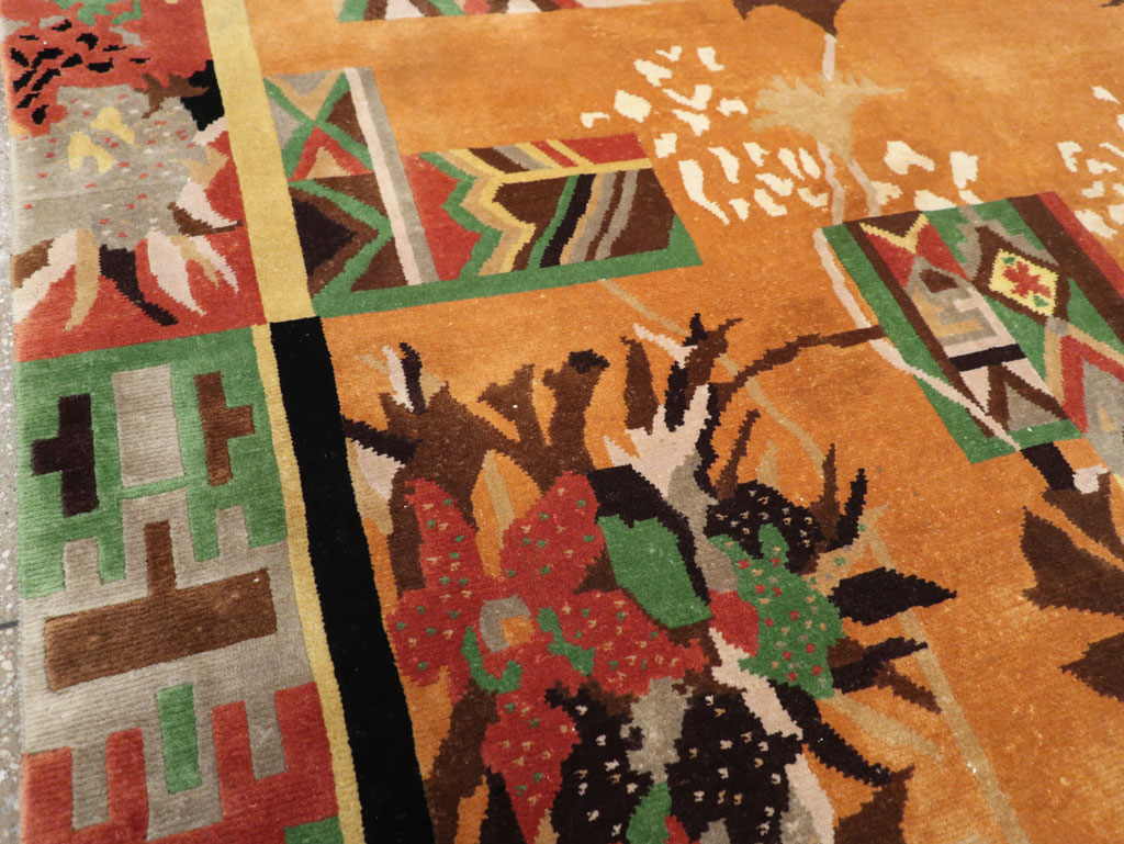 Vintage Tibetan Art Deco Carpet by Nini Ferrucci, No.31340 - Staging