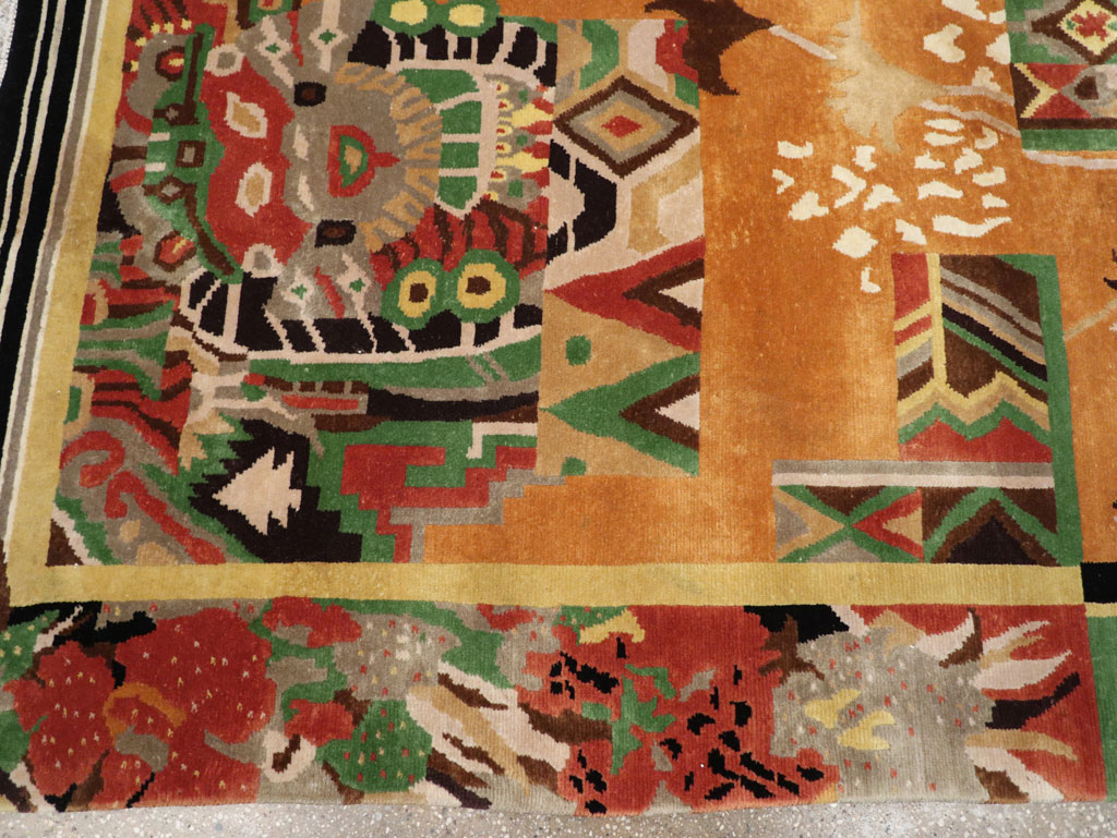 Vintage Tibetan Art Deco Carpet by Nini Ferrucci, No.31340 - Staging