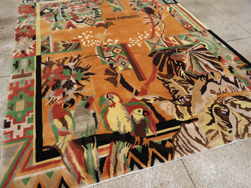 Vintage Tibetan Art Deco Carpet by Nini Ferrucci, No.31340 - Staging