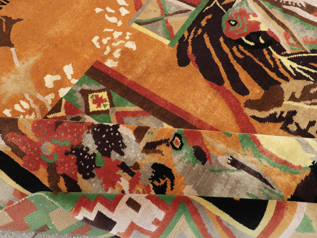 Vintage Tibetan Art Deco Carpet by Nini Ferrucci, No.31340 - Staging