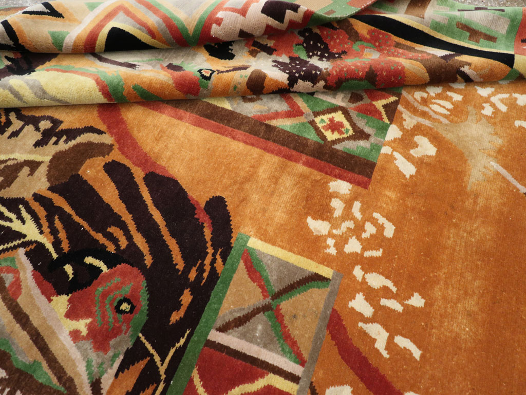 Vintage Tibetan Art Deco Carpet by Nini Ferrucci, No.31340 - Staging