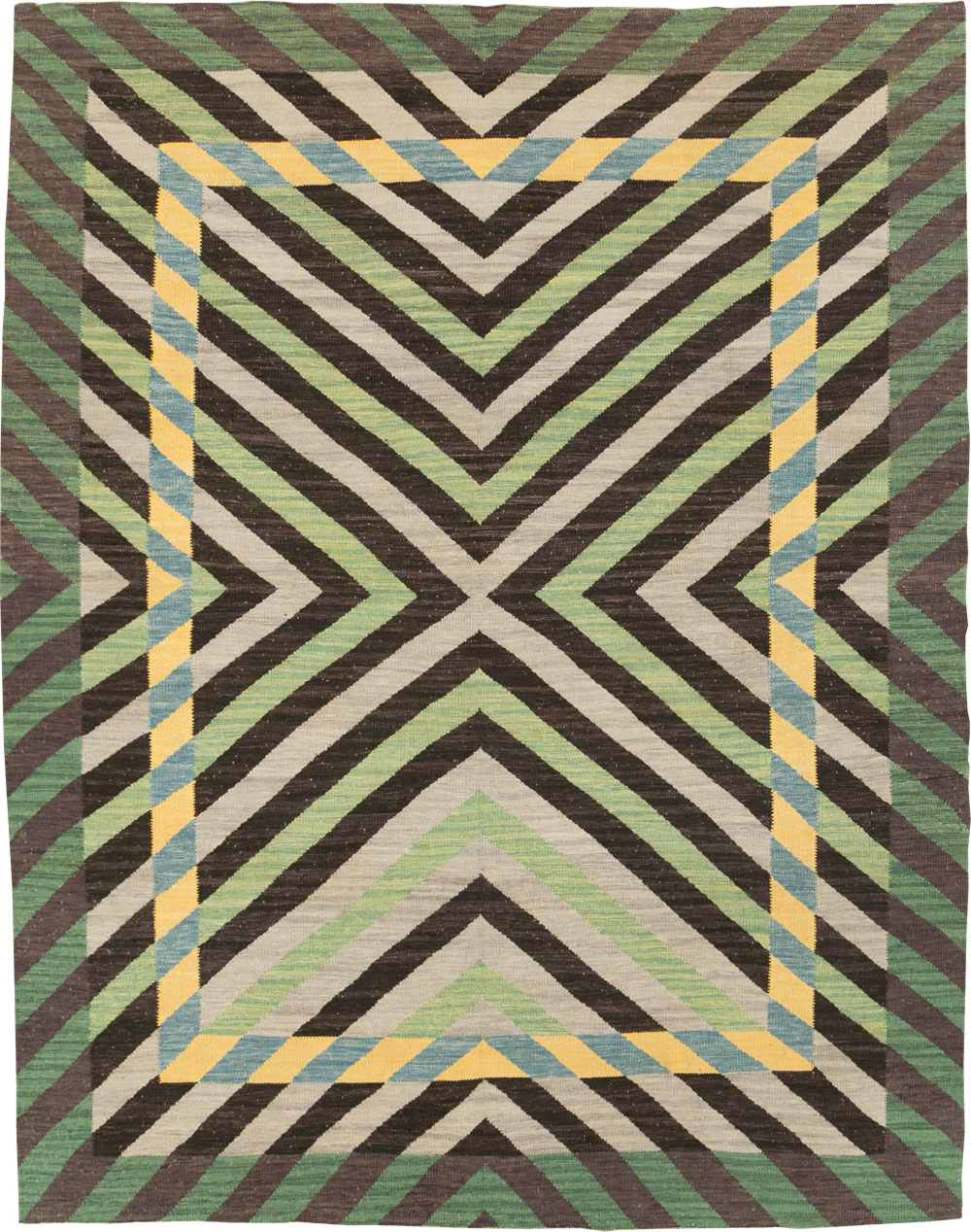 Contemporary Turkish Flatweave Room Size Carpet, No.31348 - Staging