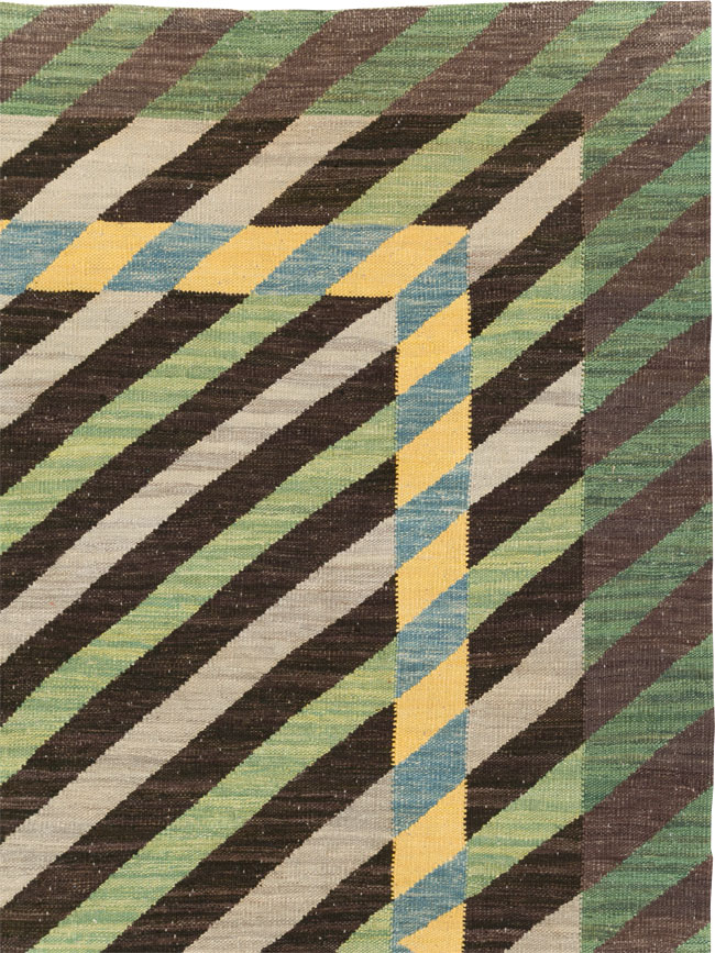 Contemporary Turkish Flatweave Room Size Carpet, No.31348 - Staging