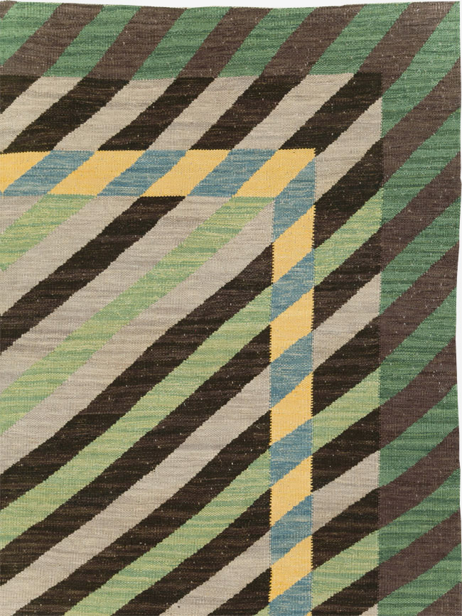 Contemporary Turkish Flatweave Room Size Carpet, No.31348 - Staging