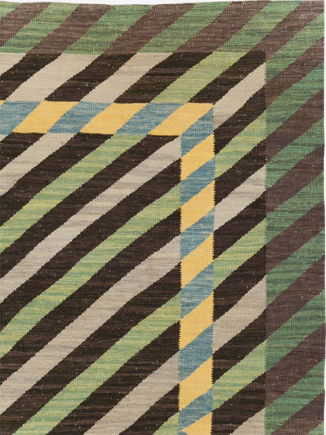 Contemporary Turkish Flatweave Room Size Carpet, No.31348 - Staging