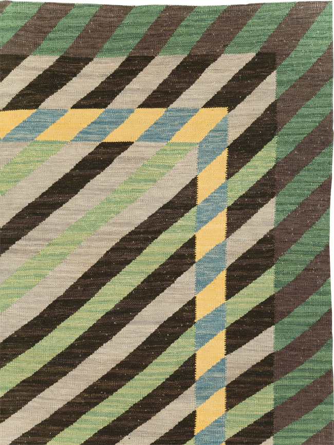 Contemporary Turkish Flatweave Room Size Carpet, No.31348 - Staging