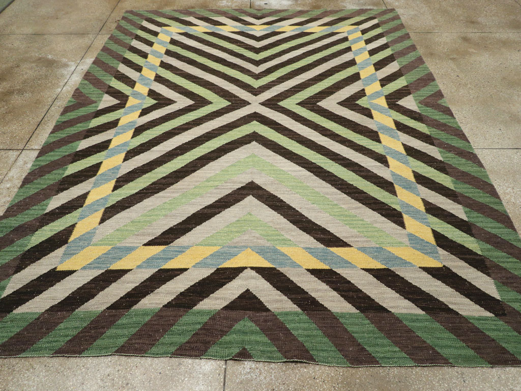 Contemporary Turkish Flatweave Room Size Carpet, No.31348 - Staging