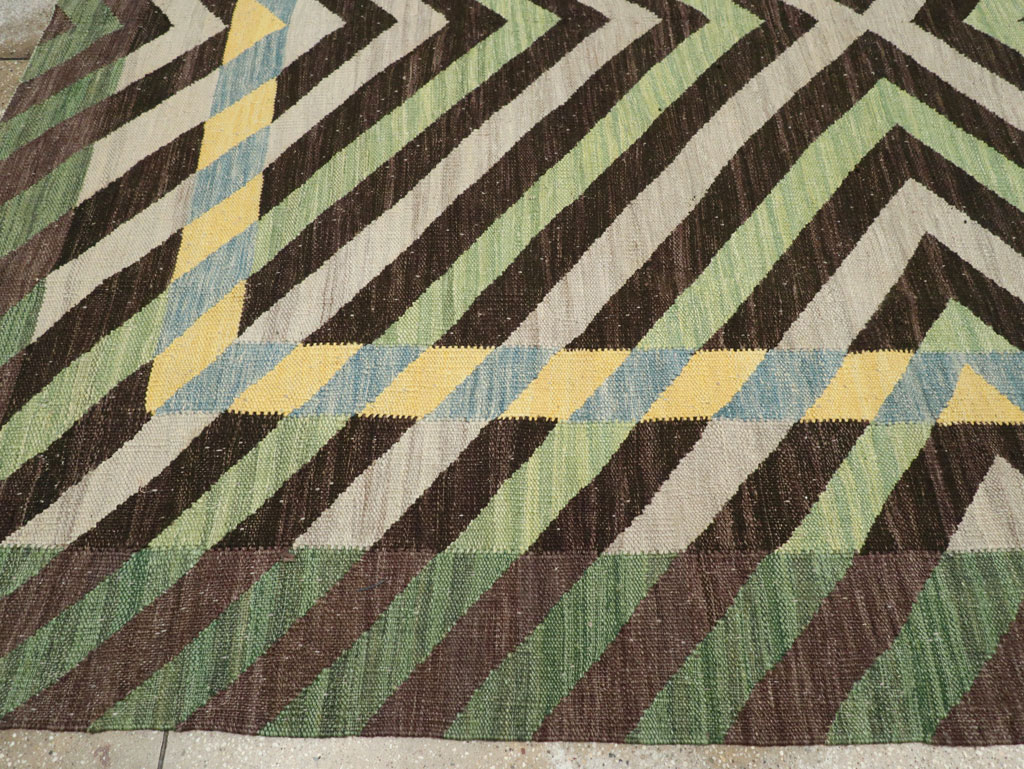 Contemporary Turkish Flatweave Room Size Carpet, No.31348 - Staging