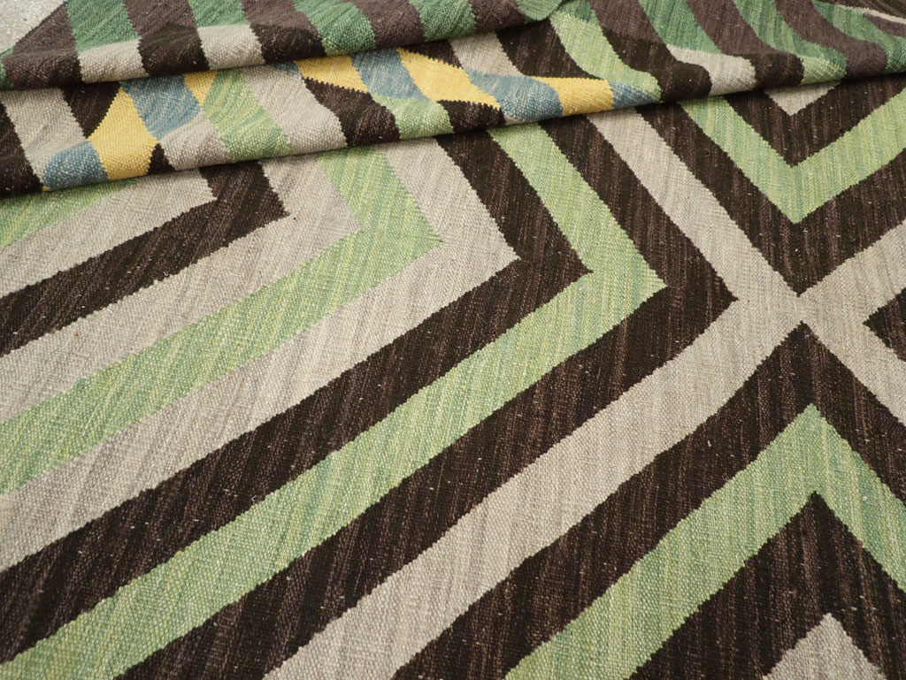 Contemporary Turkish Flatweave Room Size Carpet, No.31348 - Staging