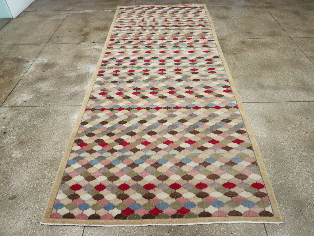 Vintage Turkish Anatolian Wide Gallery Runner, No.31351 - Staging