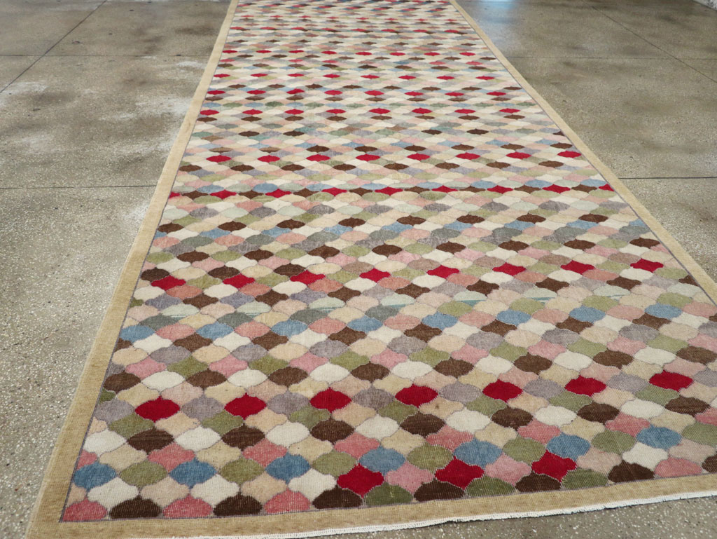 Vintage Turkish Anatolian Wide Gallery Runner, No.31351 - Staging