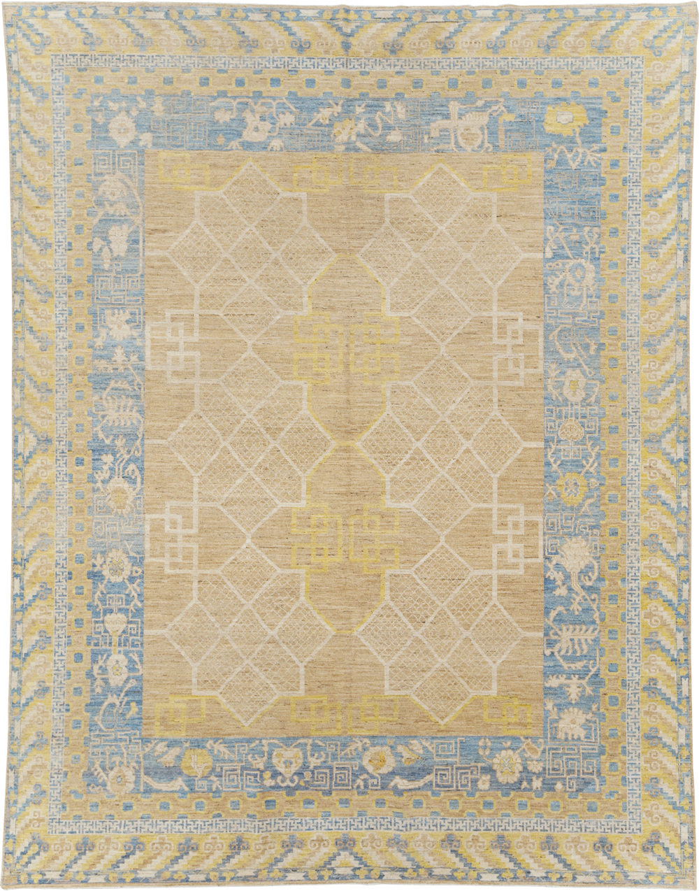 Contemporary East Turkestan Khotan Room Size Carpet, No.31356 - Staging