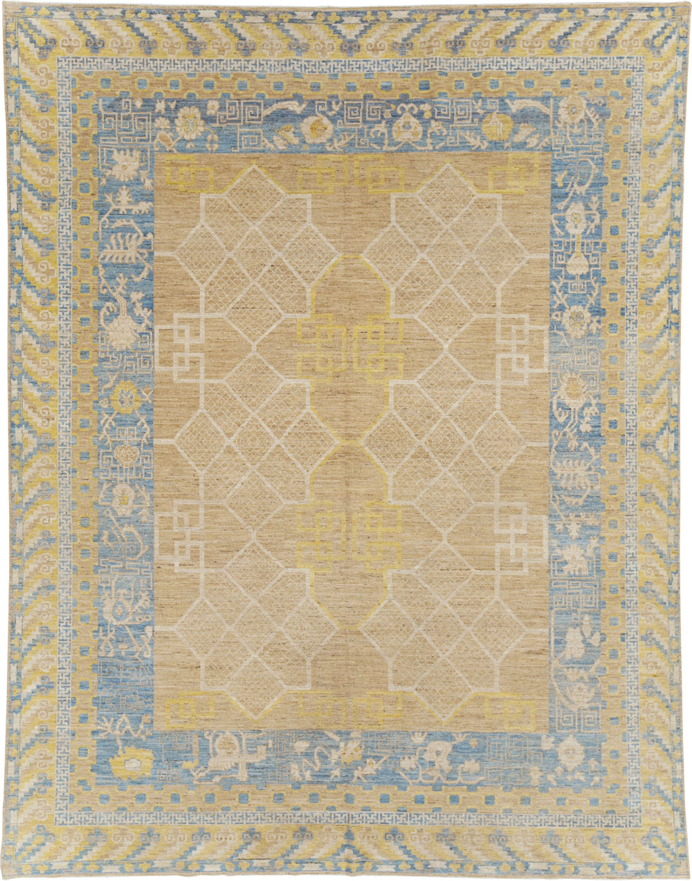 Contemporary East Turkestan Khotan Room Size Carpet, No.31356 - Staging