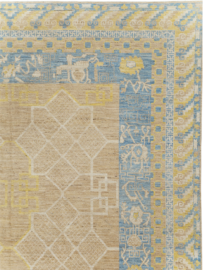 Contemporary East Turkestan Khotan Room Size Carpet, No.31356 - Staging