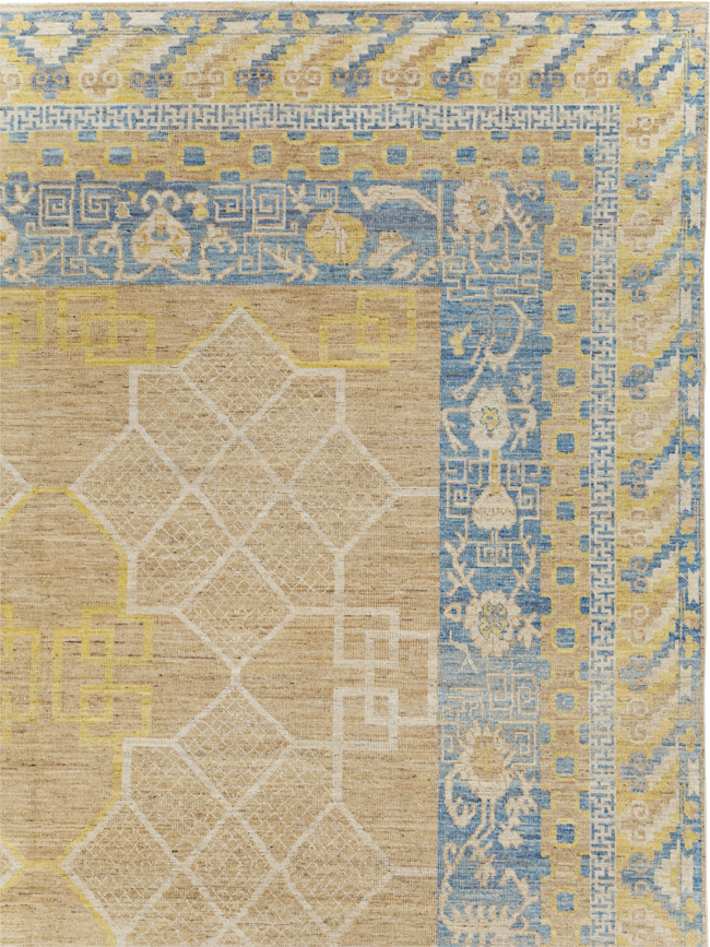 Contemporary East Turkestan Khotan Room Size Carpet, No.31356 - Staging