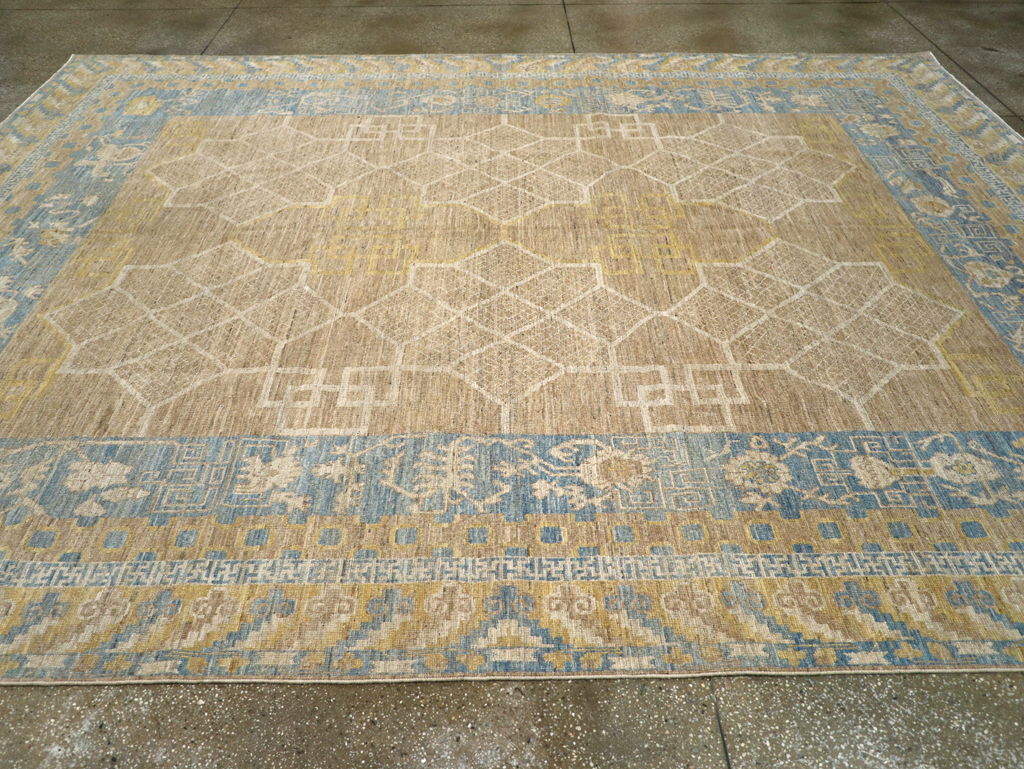 Contemporary East Turkestan Khotan Room Size Carpet, No.31356 - Staging