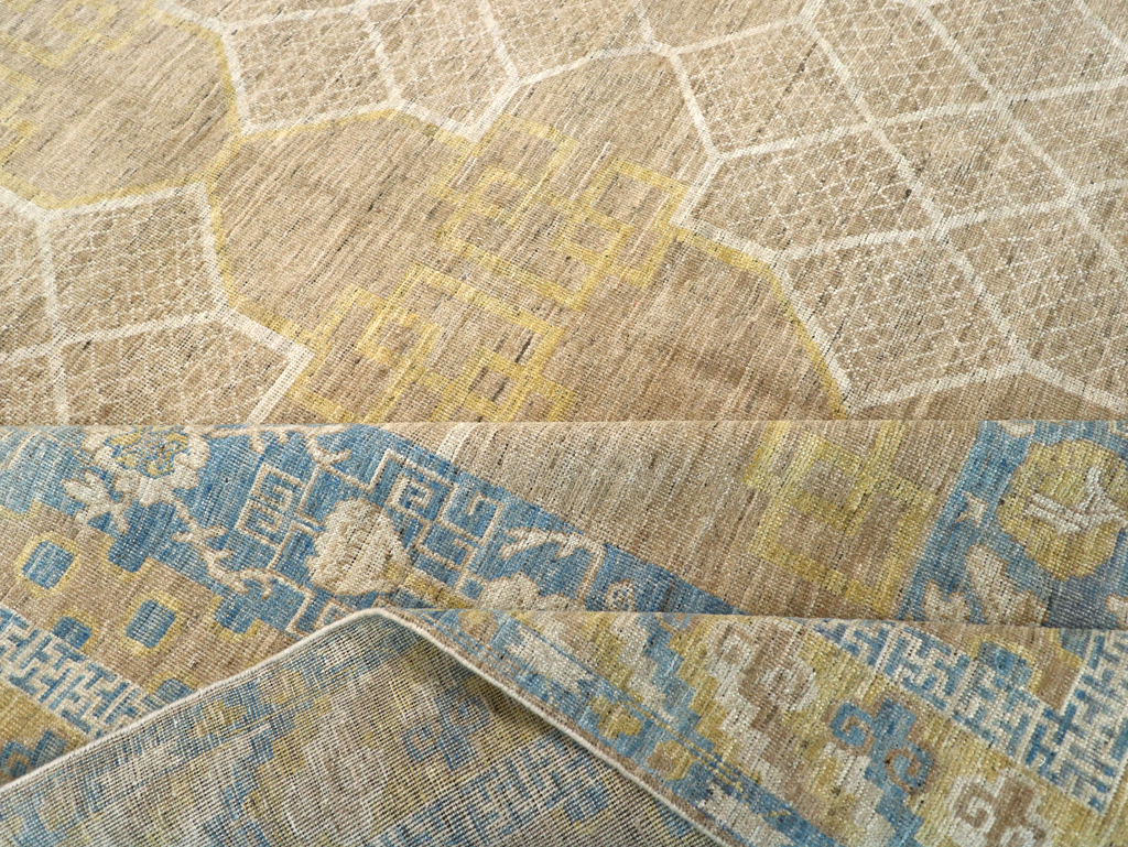 Contemporary East Turkestan Khotan Room Size Carpet, No.31356 - Staging