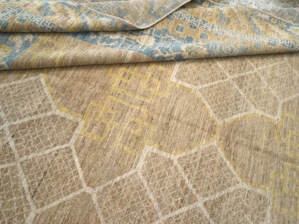 Contemporary East Turkestan Khotan Room Size Carpet, No.31356 - Staging