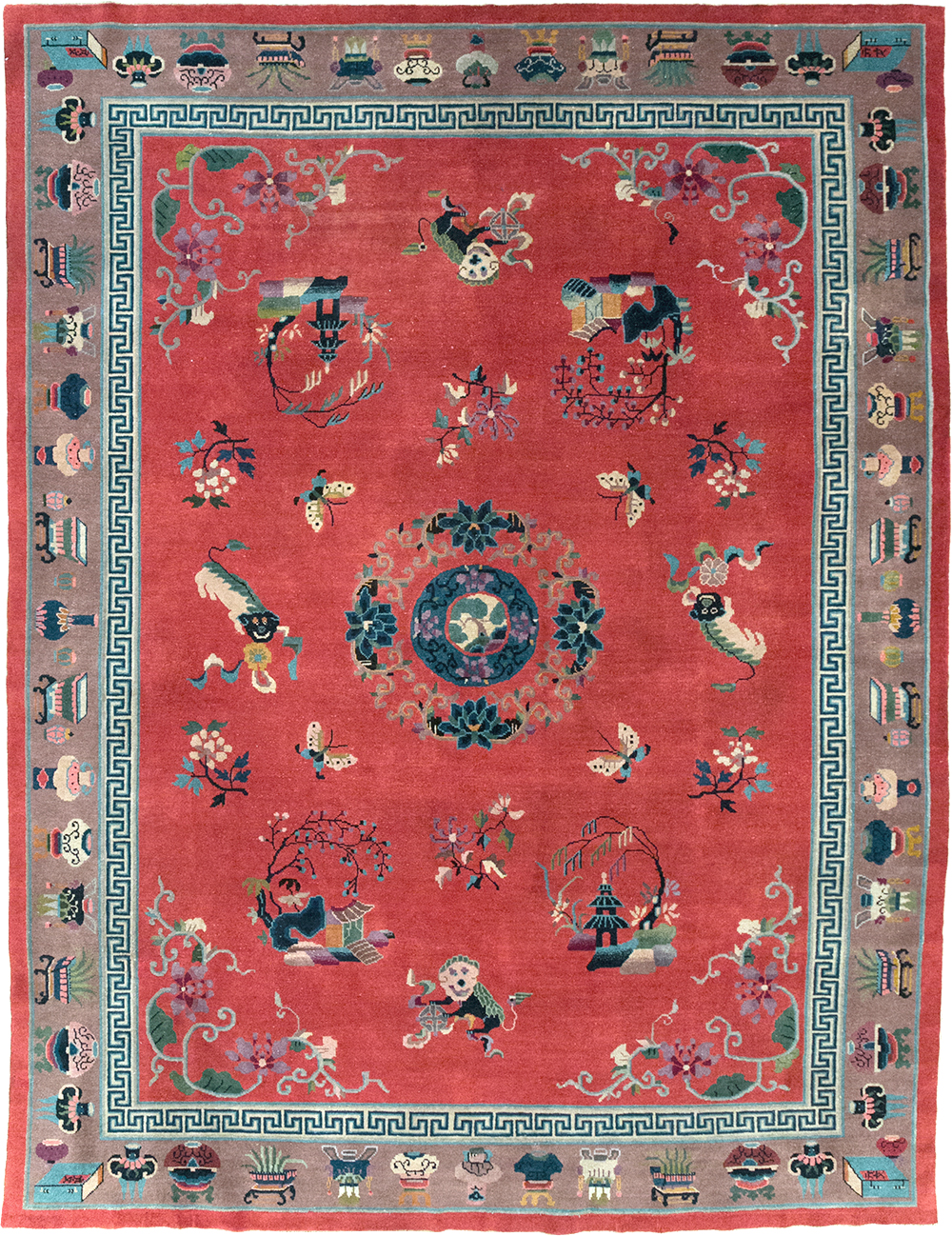 Vintage Chinese Art Deco Pictorial Room Size Carpet, No.31359 - Staging