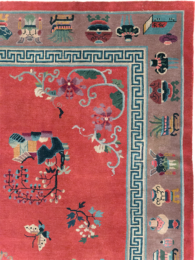 Vintage Chinese Art Deco Pictorial Room Size Carpet, No.31359 - Staging
