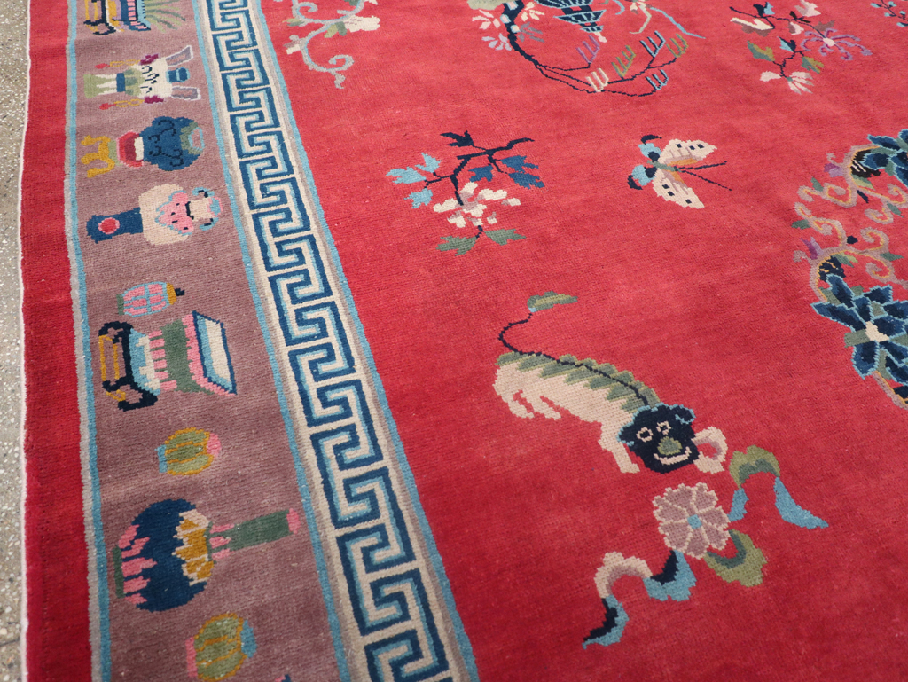 Vintage Chinese Art Deco Pictorial Room Size Carpet, No.31359 - Staging