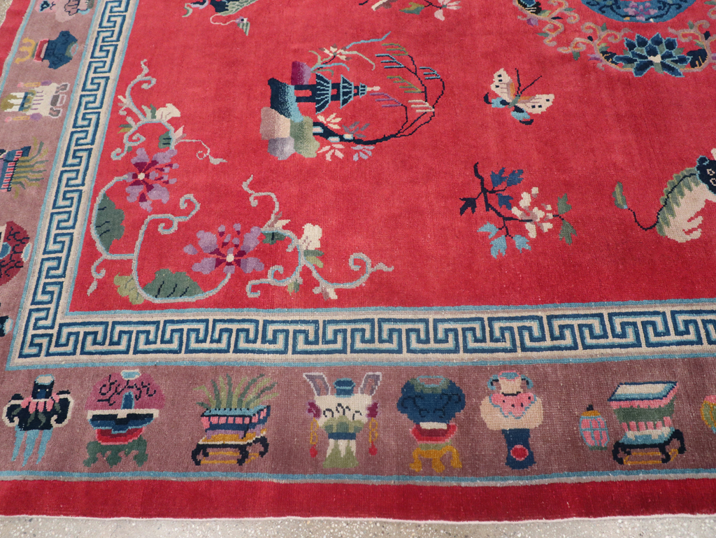 Vintage Chinese Art Deco Pictorial Room Size Carpet, No.31359 - Staging