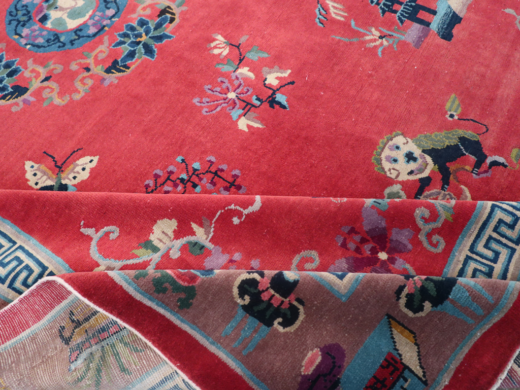 Vintage Chinese Art Deco Pictorial Room Size Carpet, No.31359 - Staging