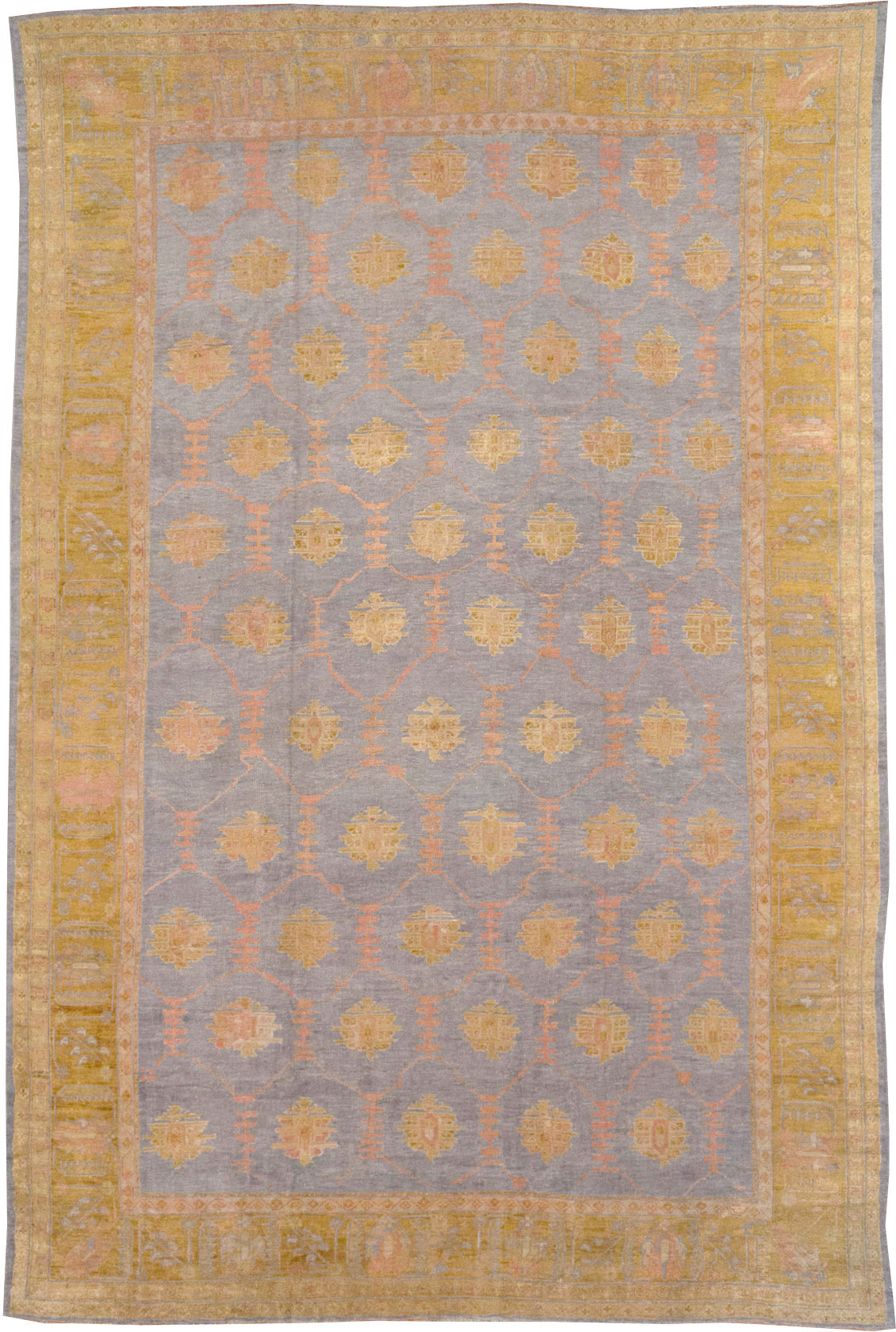 Antique Turkish Oushak Large Carpet, No.31372 - Staging