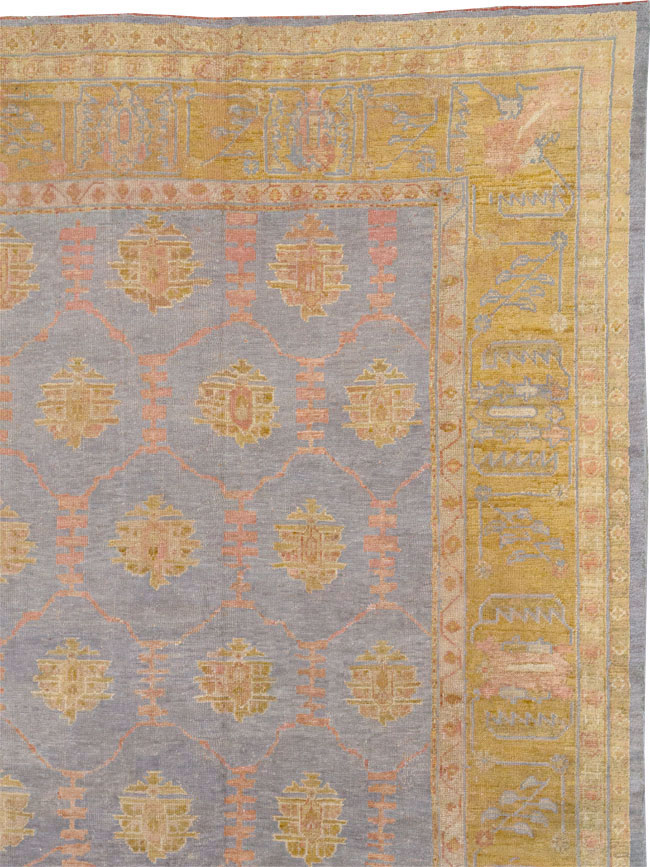 Antique Turkish Oushak Large Carpet, No.31372 - Staging