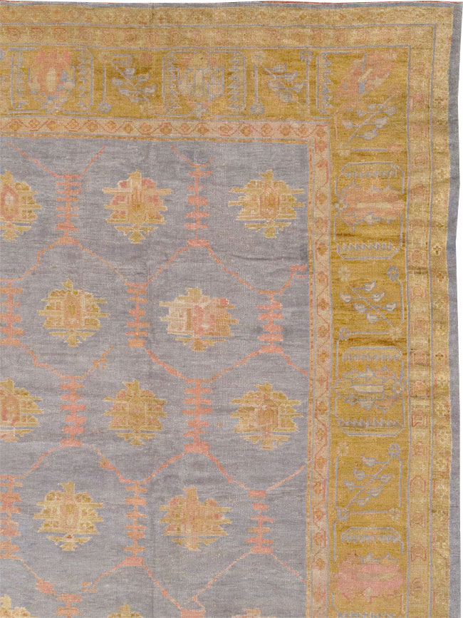 Antique Turkish Oushak Large Carpet, No.31372 - Staging