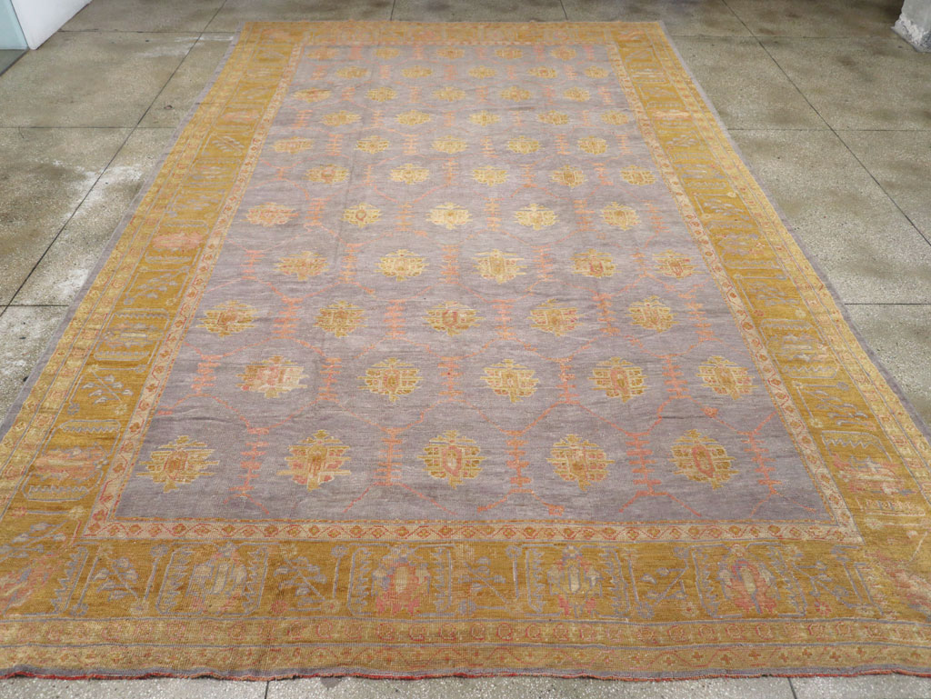 Antique Turkish Oushak Large Carpet, No.31372 - Staging