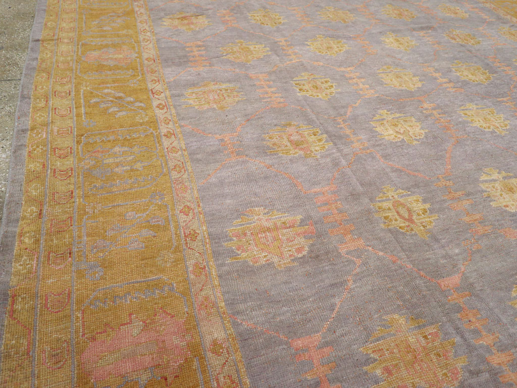Antique Turkish Oushak Large Carpet, No.31372 - Staging